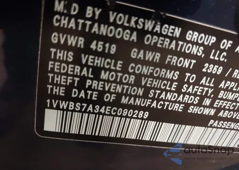 2014 Volkswagen Passat 1.8T Se from USA, damaged, VIN 1VWBS7A34EC090289